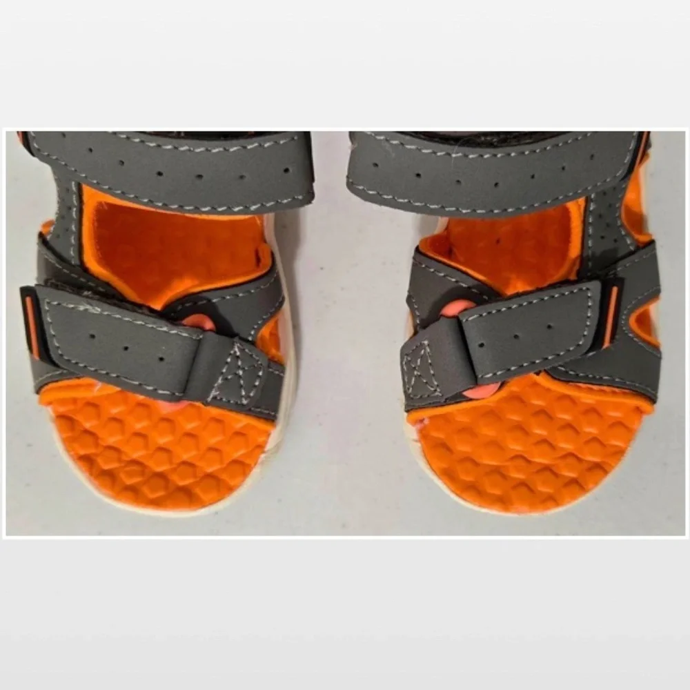 New Falls Creek Shoes Kids Size 5 Toddler Orange Grey Active Sport Sandals NWT